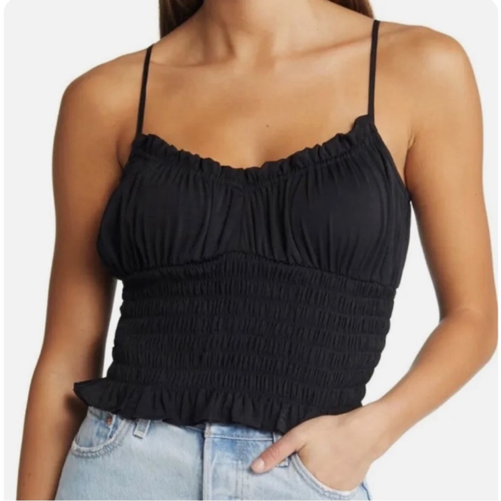 Open Edit black scrunchy tank top